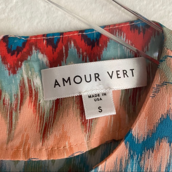 AMOUR VERT multicolor silk ruffle hem dress - Picture 6 of 8